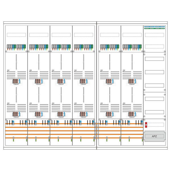 Zählerschrank 12 Zähler, Verteiler, APZ, 1400mm | 3.HZ | SCHIEGL